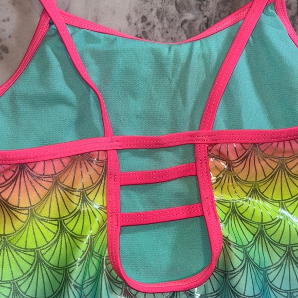 Wonder Nation Pink and Red One Piece Swimsuit - Picture 4 of 5